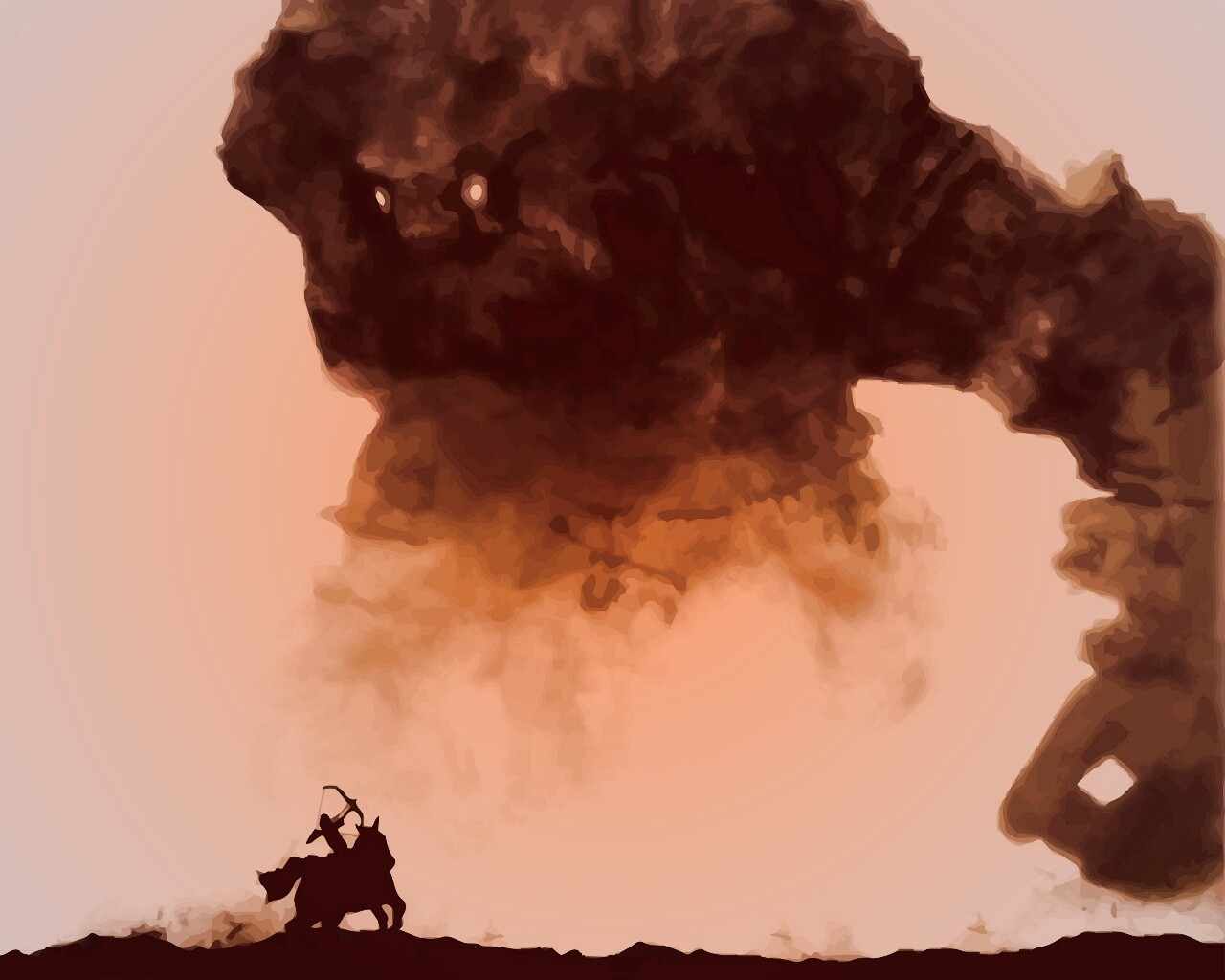 Всадник и огромный голем обои