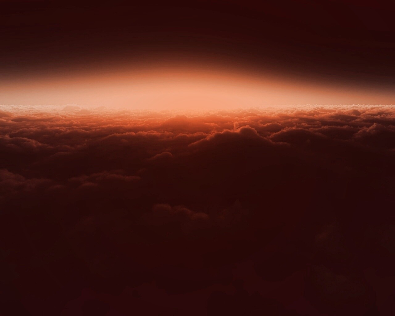 Закат над облаками обои