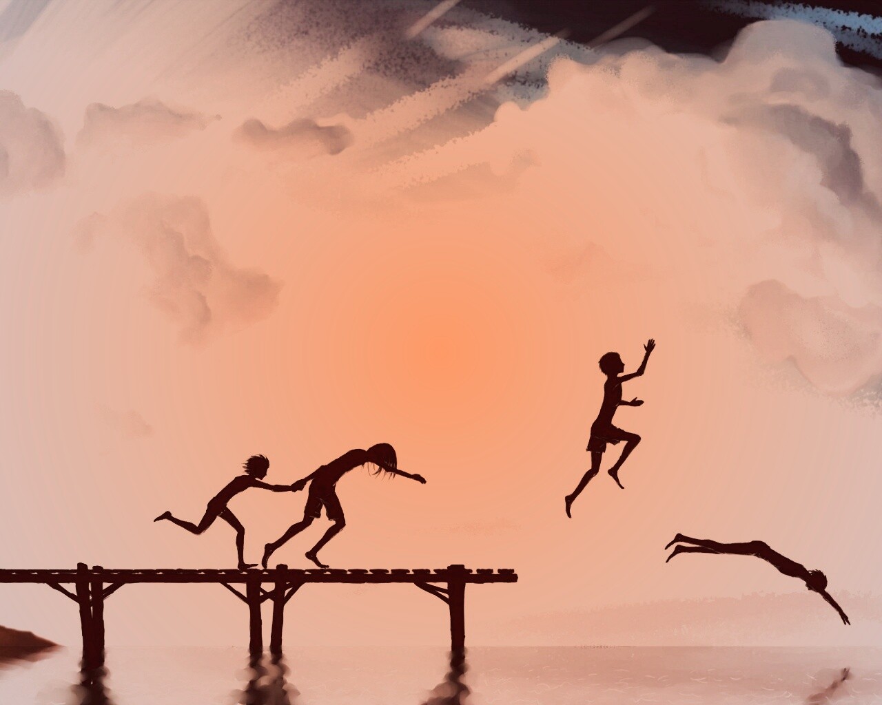 Прыжки с причала обои