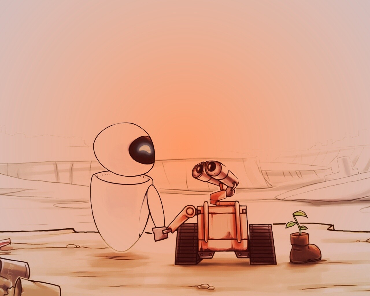 WALL-E и Ева обои