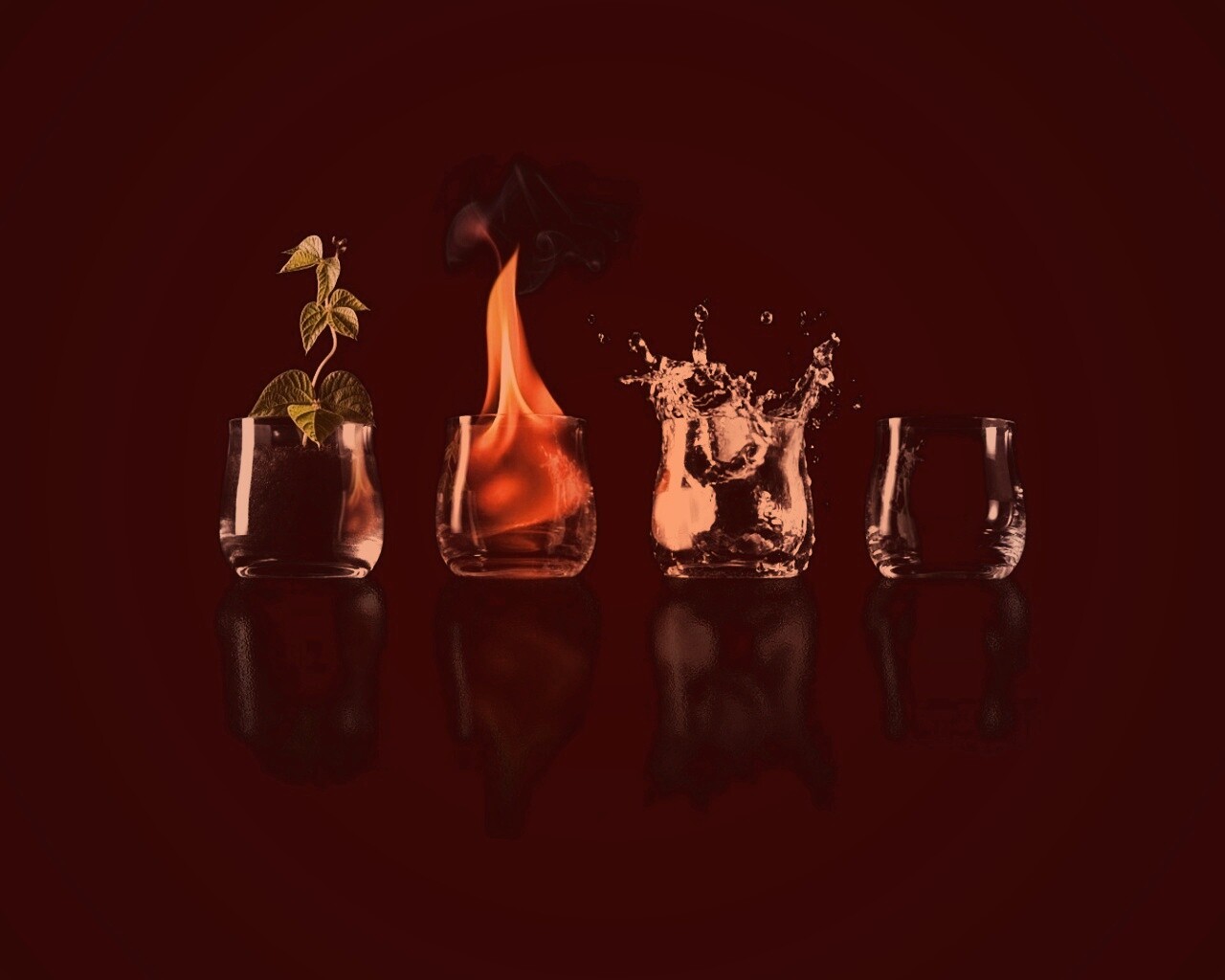 Четыре стихии: земля, огонь, вода, воздух. обои