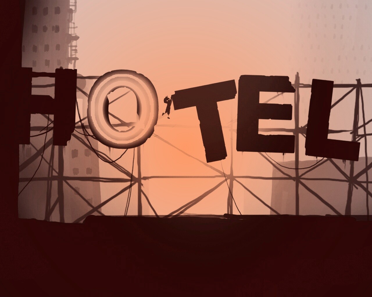 Мальчик из Limbo на вывеске "Hotel" обои