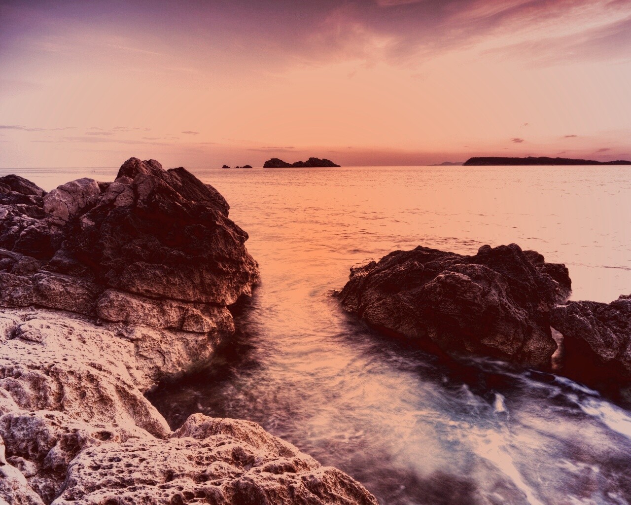 Закат на море обои