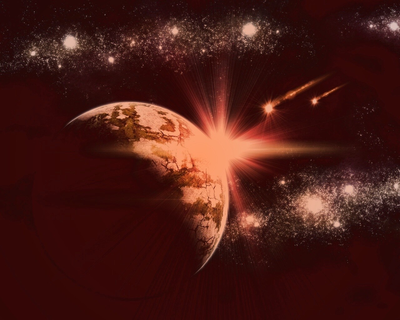 Кометы пролетают вблизи планеты обои