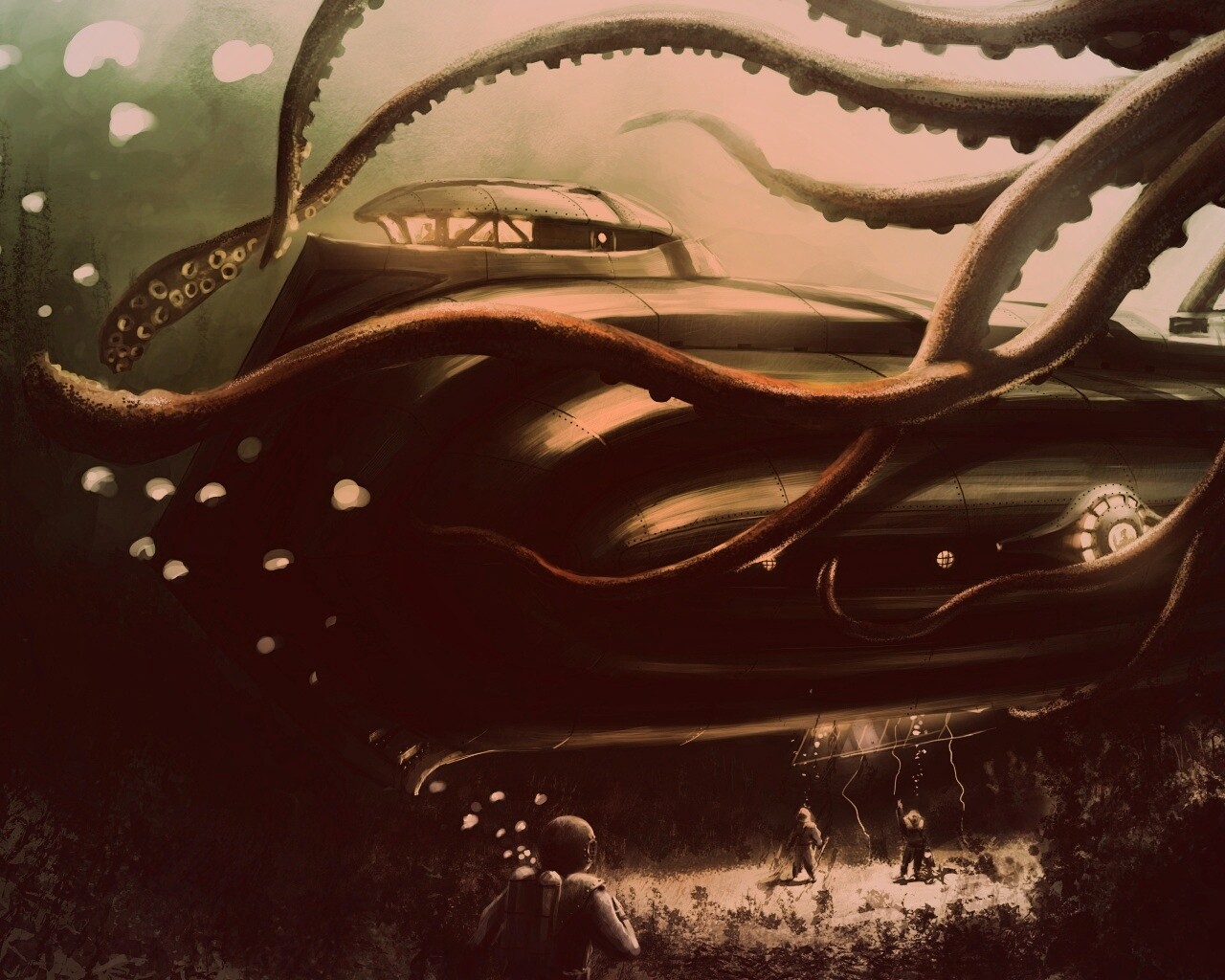 Наутилус в плену щупалец обои