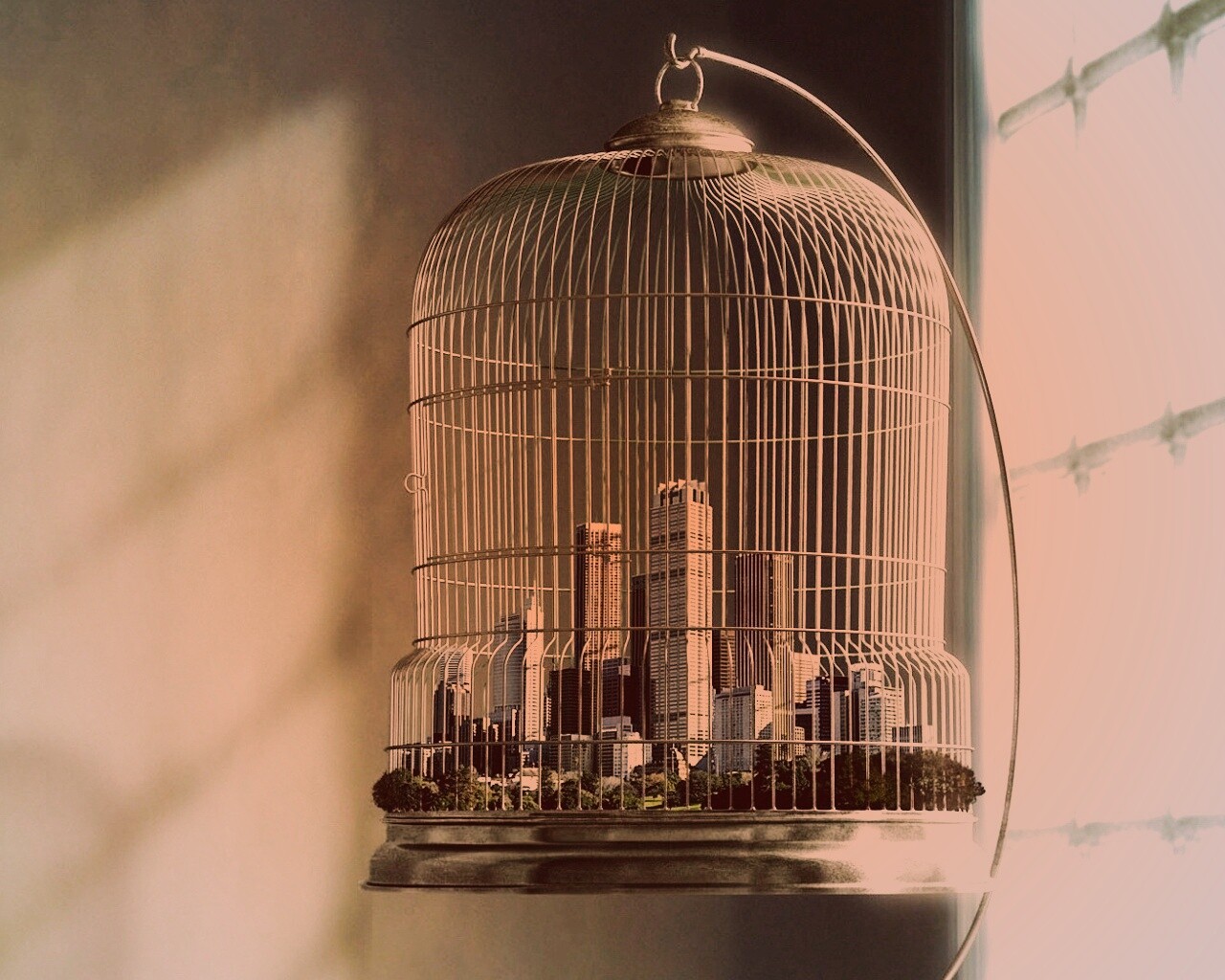 Город в клетке обои