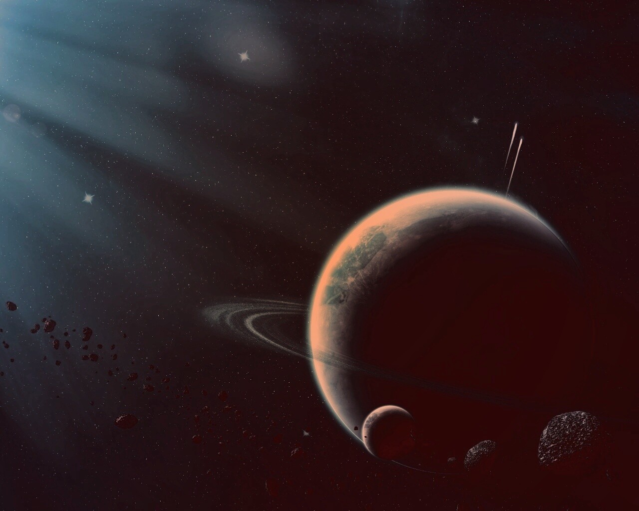 Пояс астероидов вблизи планеты обои