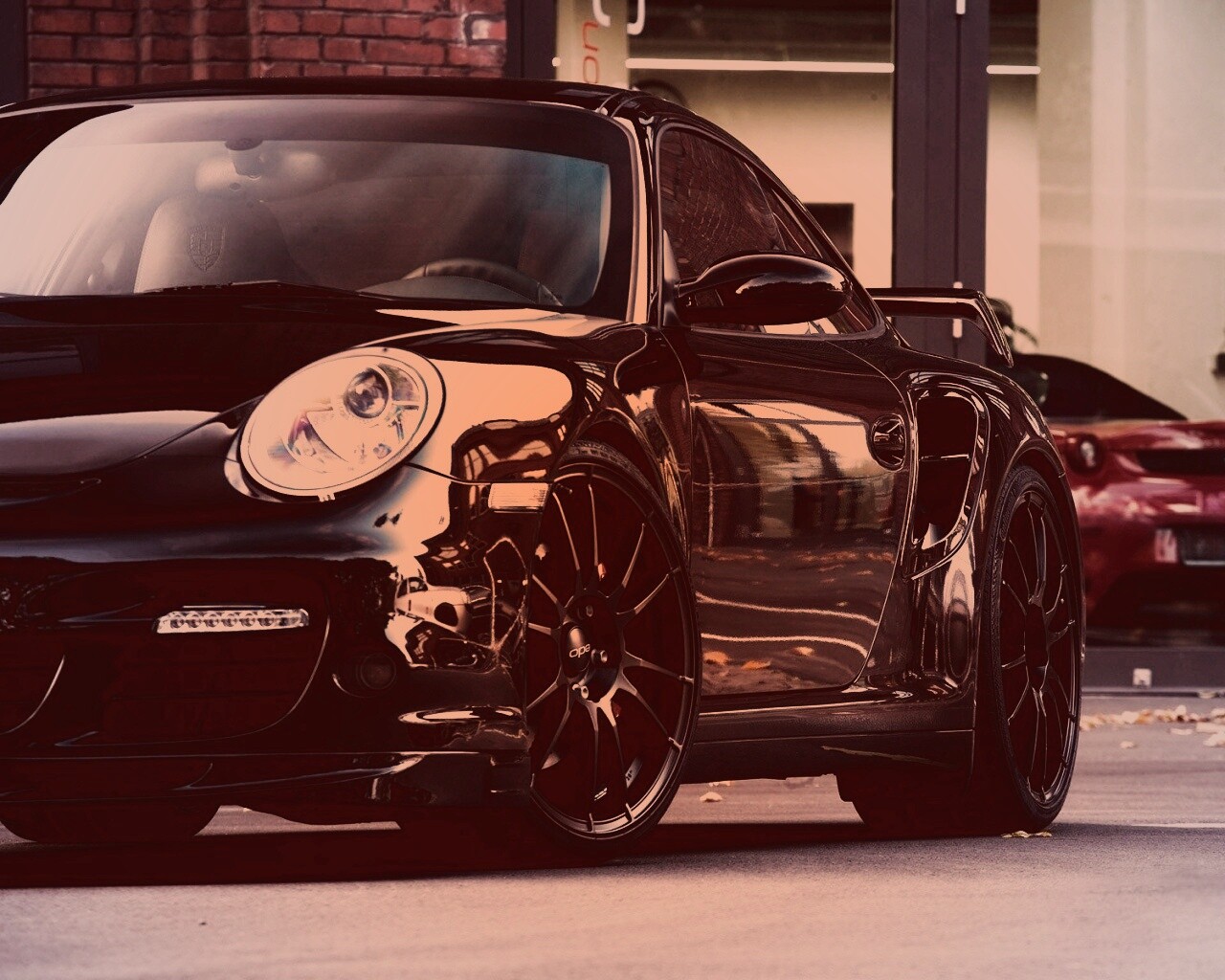 Порш на улице обои