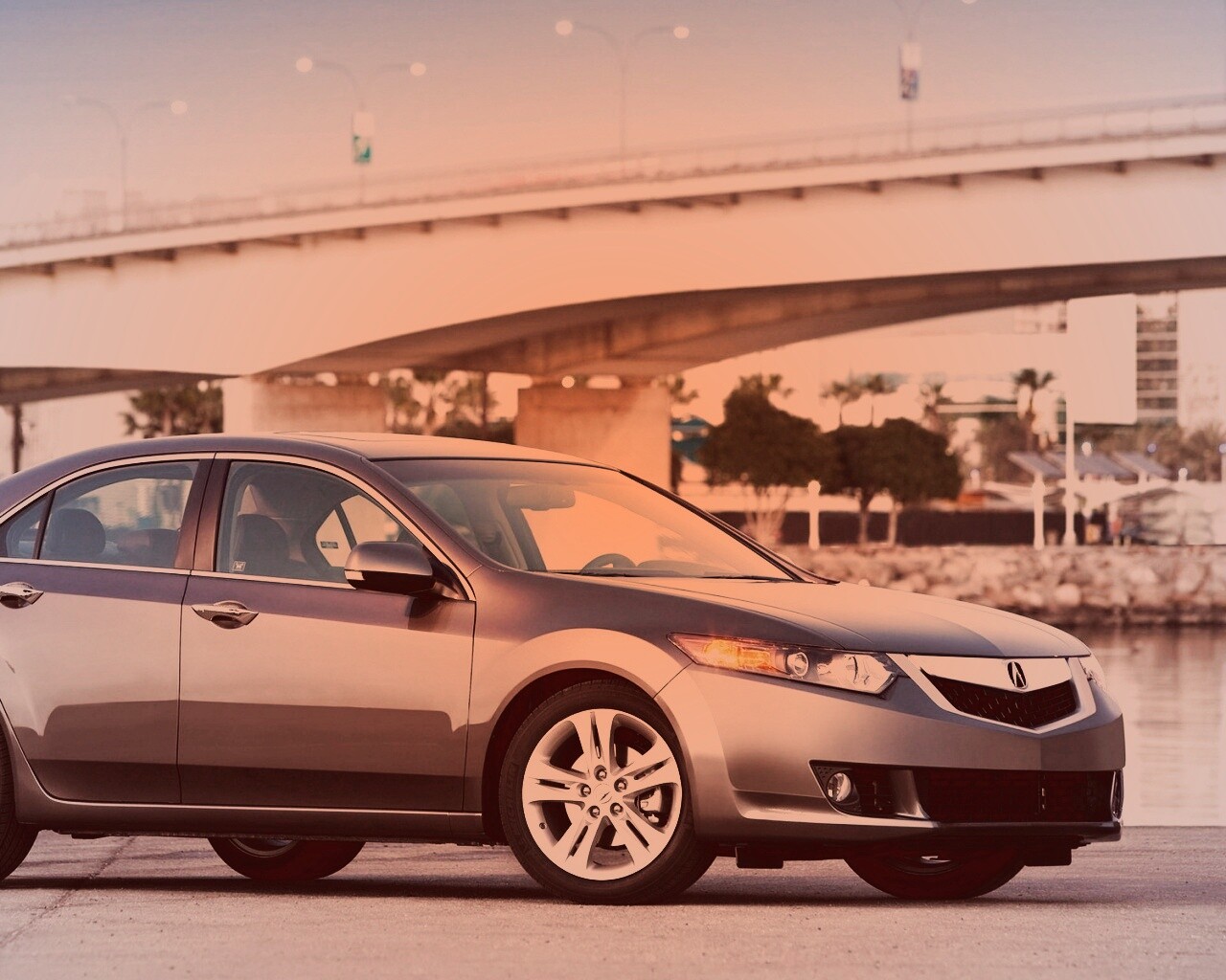 Acura на фоне моста обои