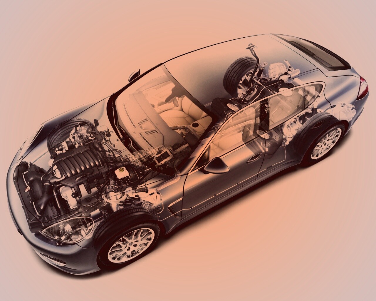 3D схема ходовой Порше обои