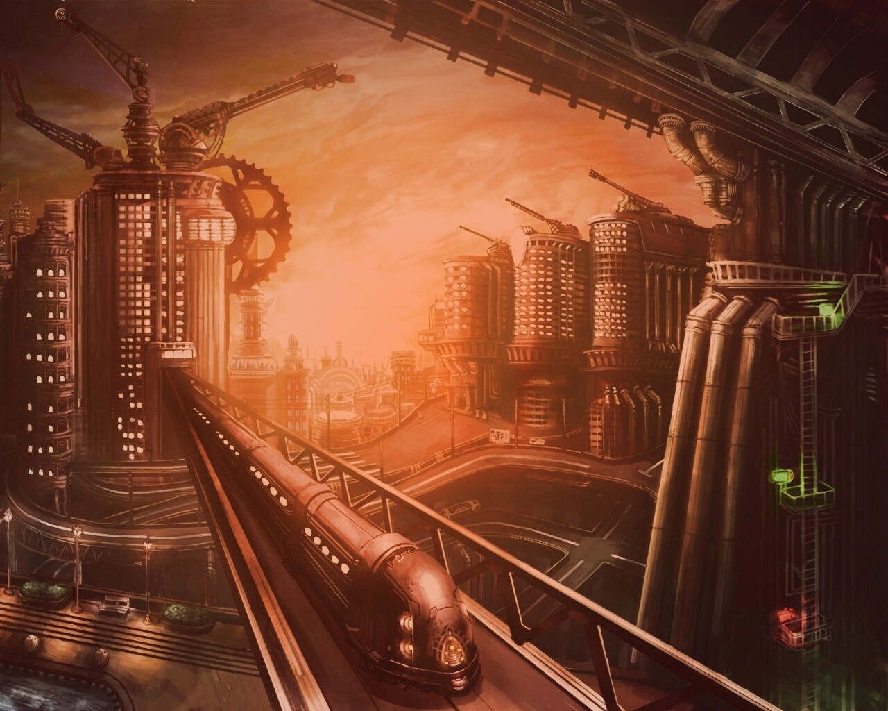 Город из мира стимпанк обои