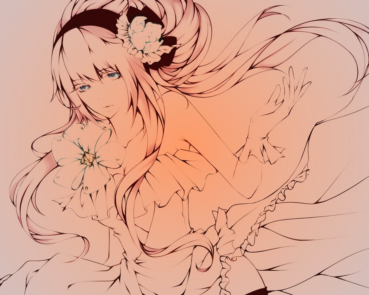 Розововолосый вокалоид обои