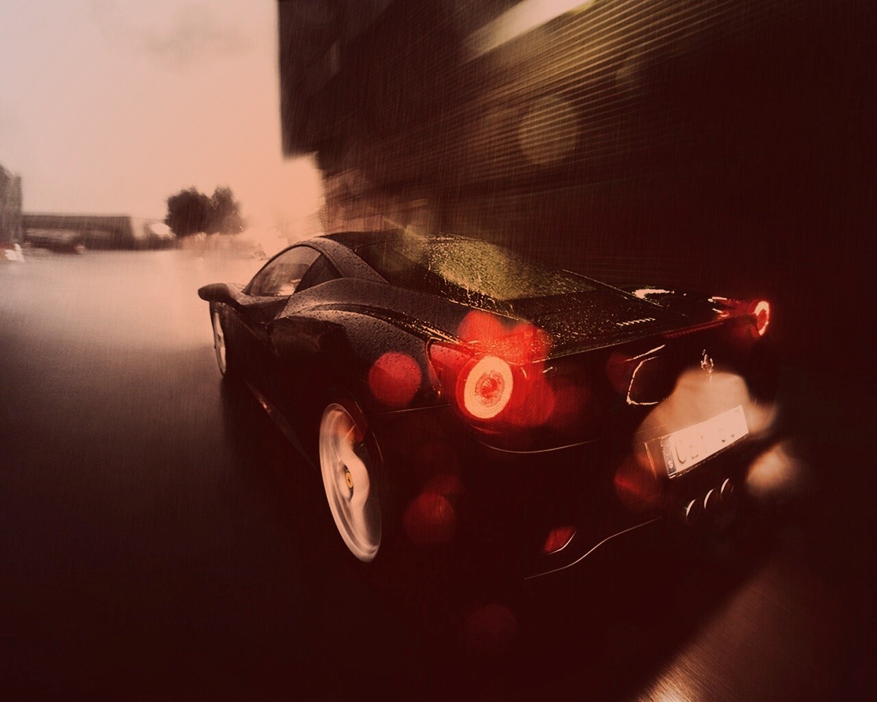 Ferrari под дождем обои