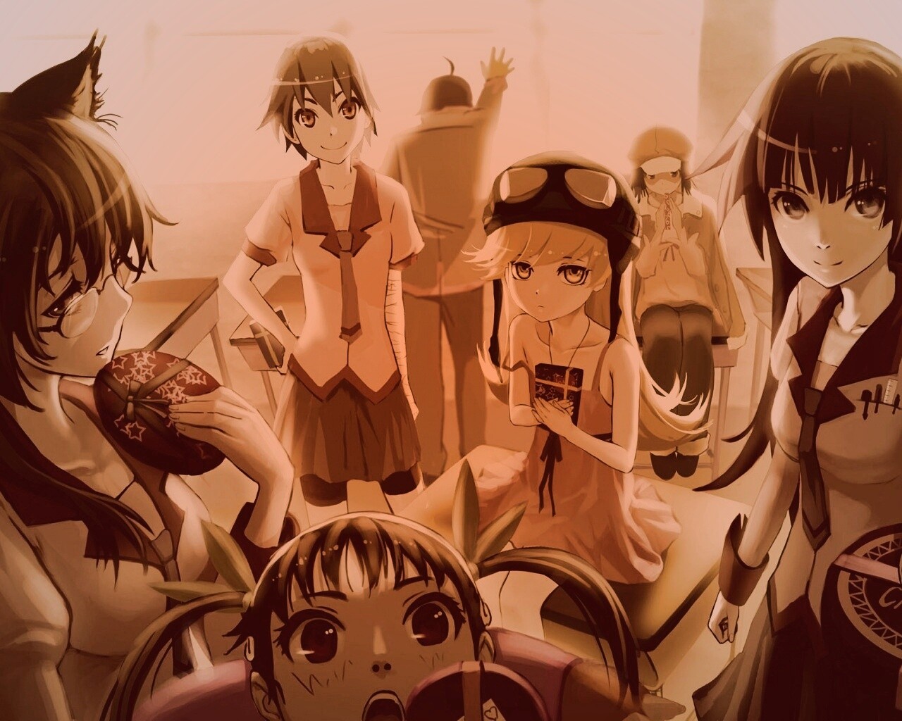 Девушки из Bakemonogatari обои