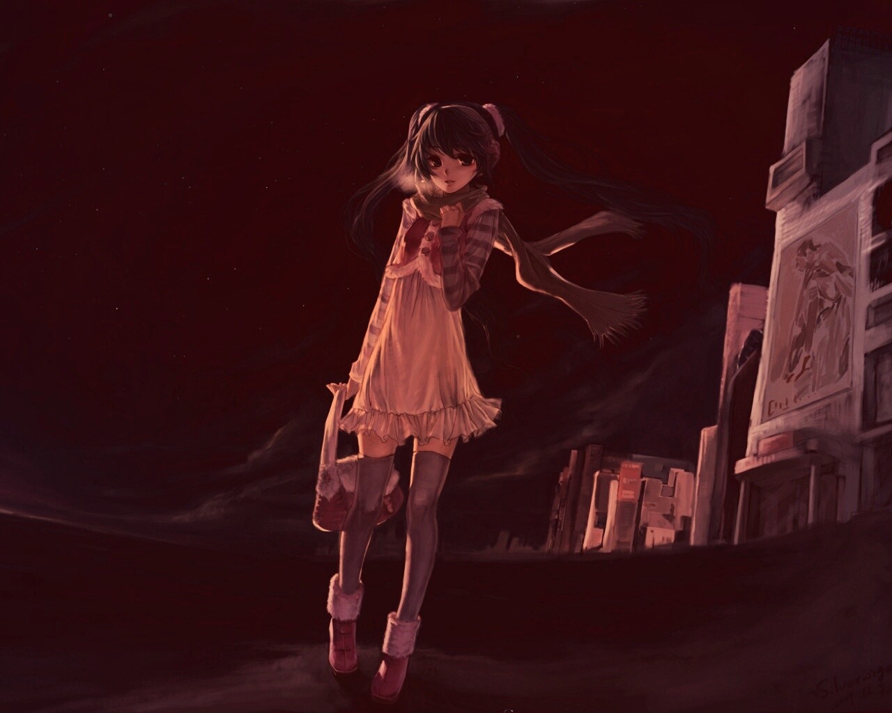 Девочка уходит из города обои