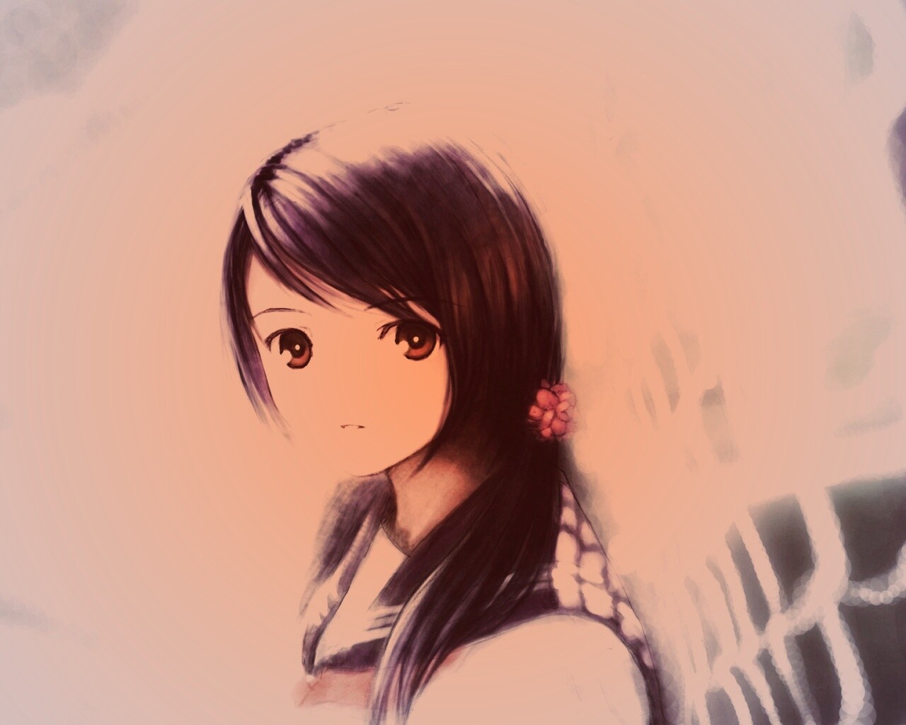 Девочка у сетчатого забора обои