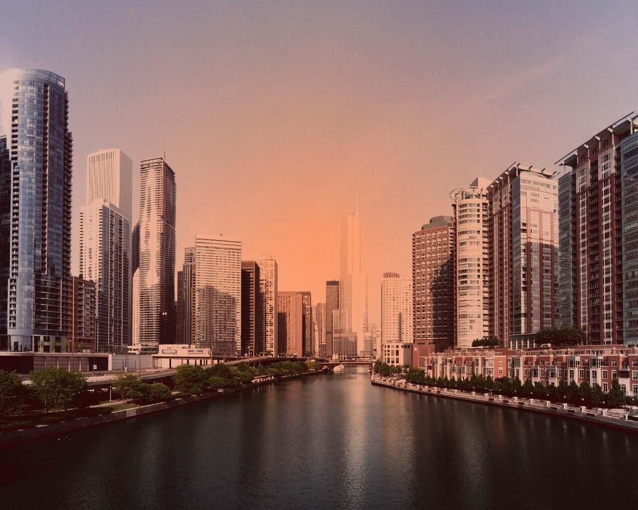 Вид на Чикаго обои