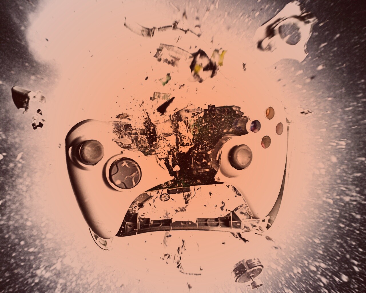 Взрывающийся белый контроллер xbox обои