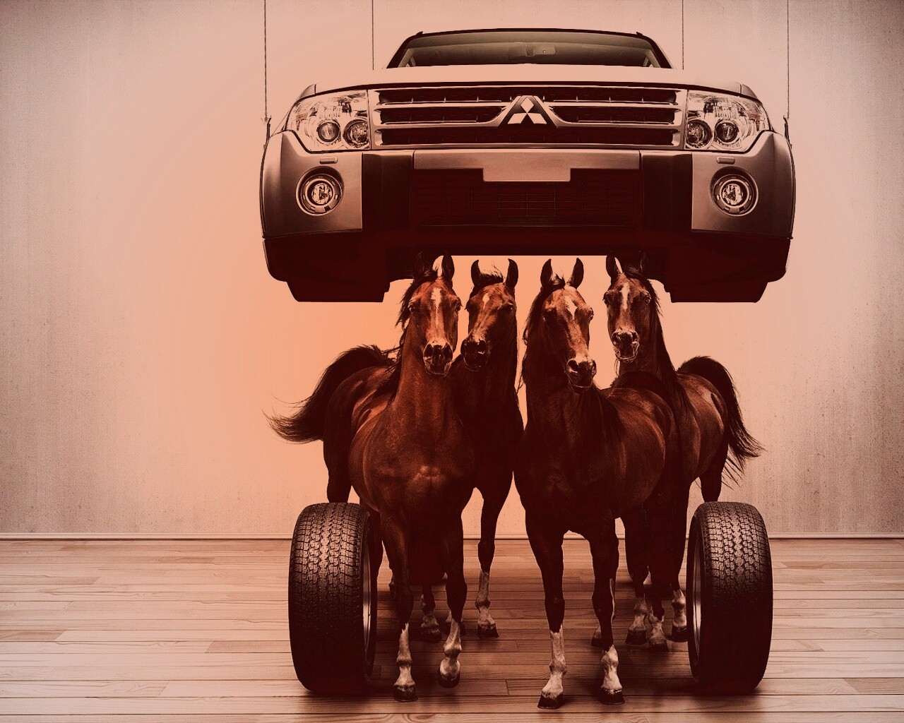 Лошадинные силы - принт Митсубиси обои