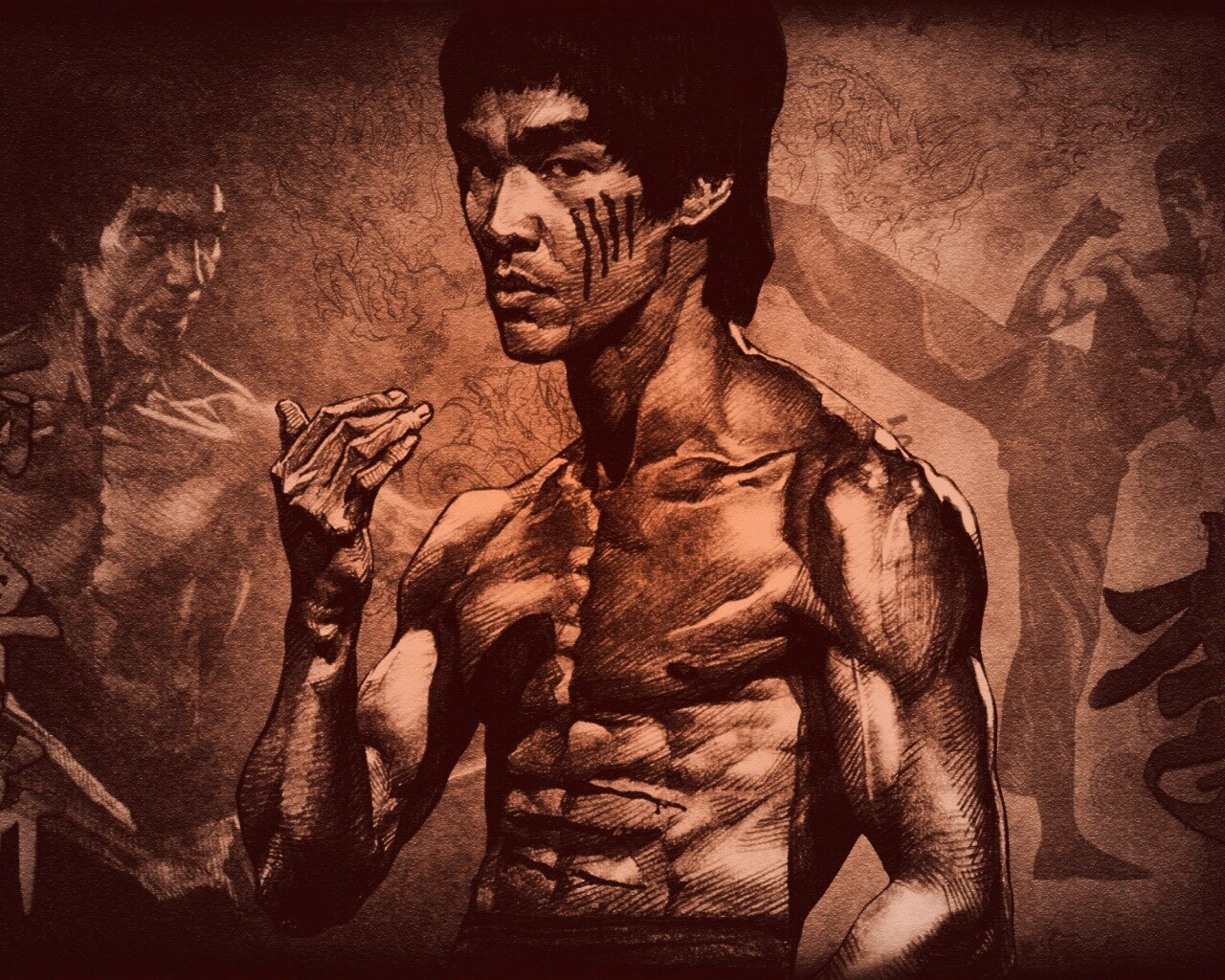 Портрет Брюса Ли обои