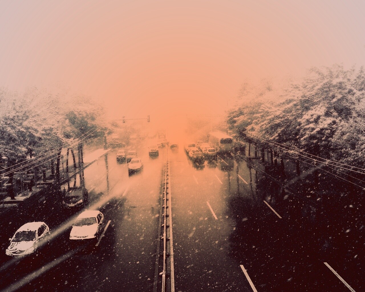 Снегопад в токио обои