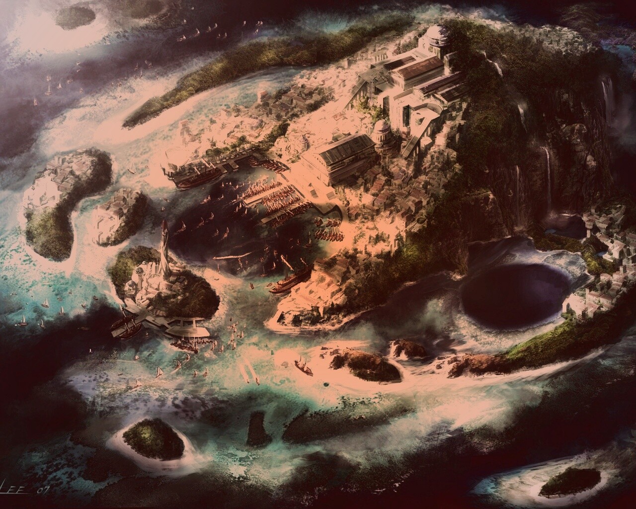 Город на острове обои