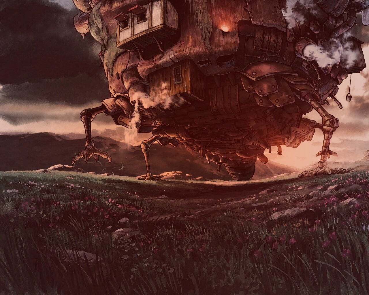 Ходячий замок в движении обои