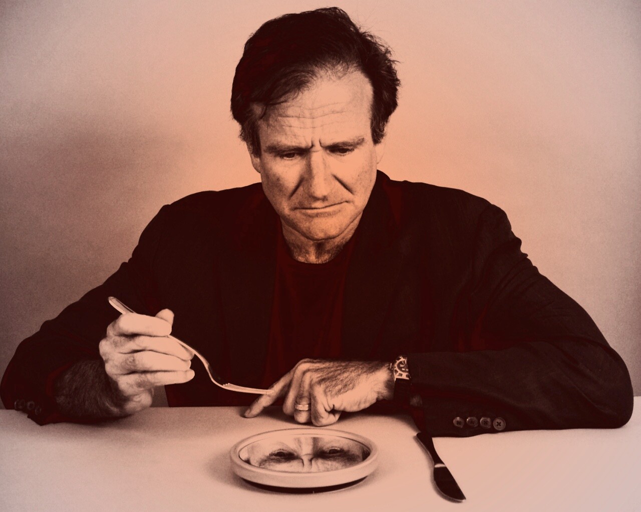 Робин Уильямс перед зеркалом обои