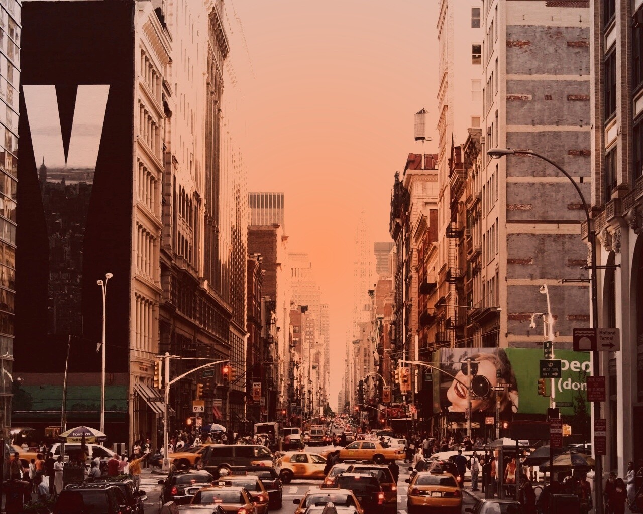 Людная Нью-Йоркская улица обои