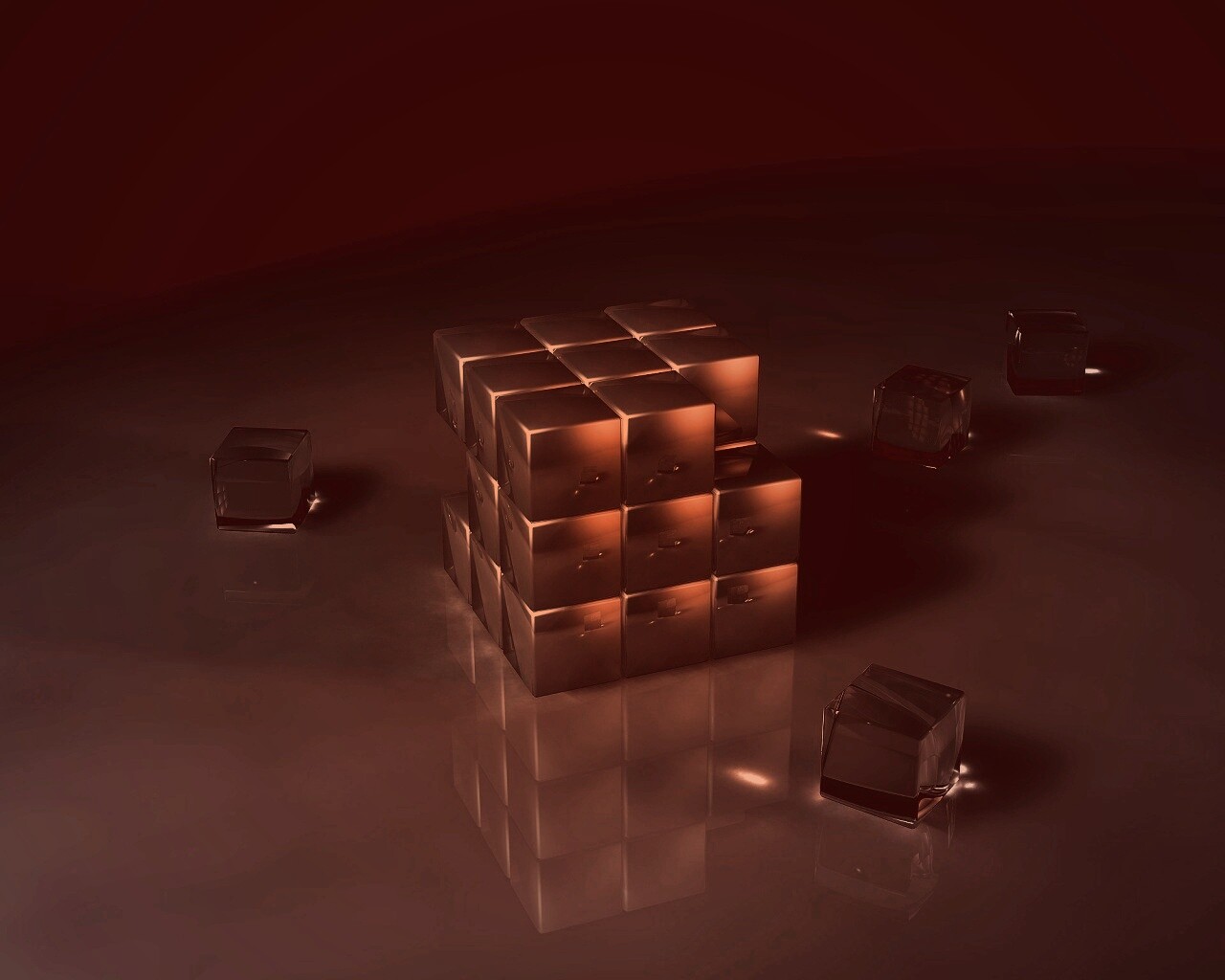 Кубик рубика из стекла обои