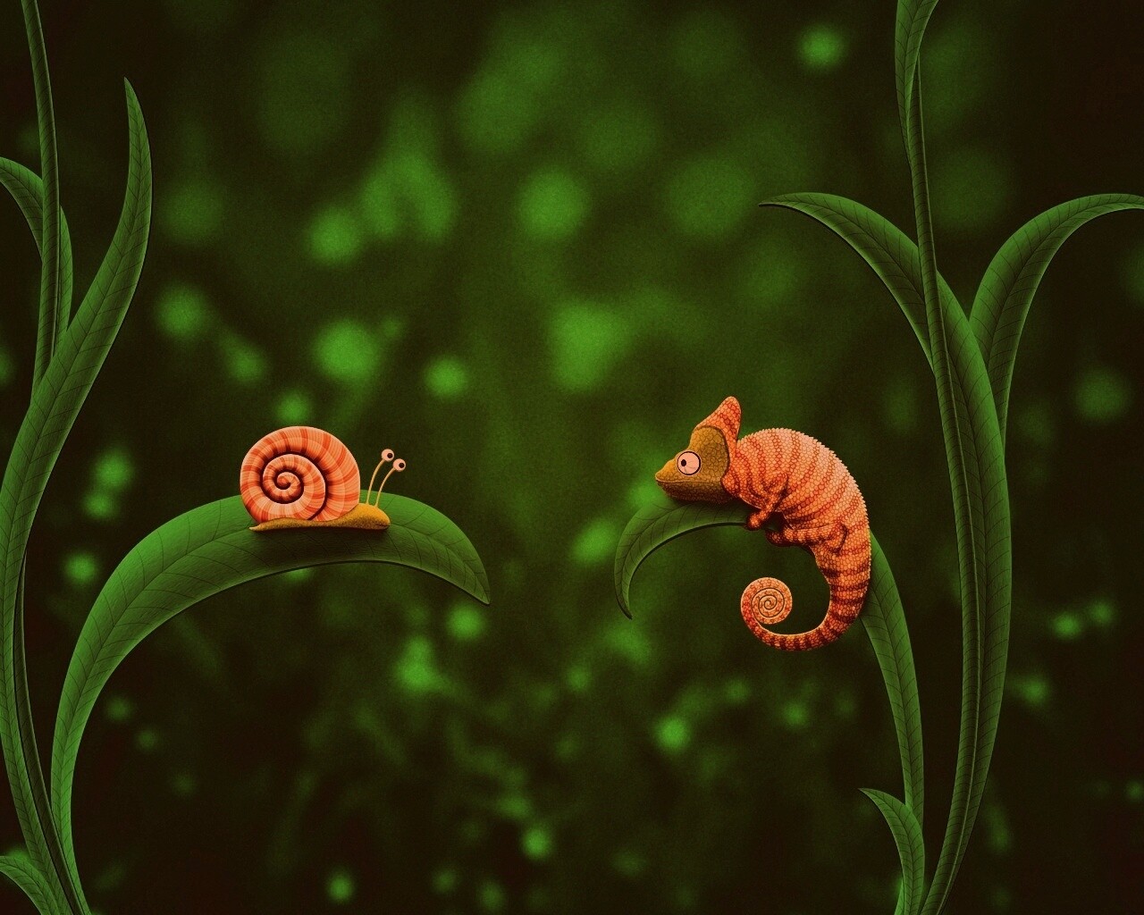 Хамелеон замаскированный под улитку обои