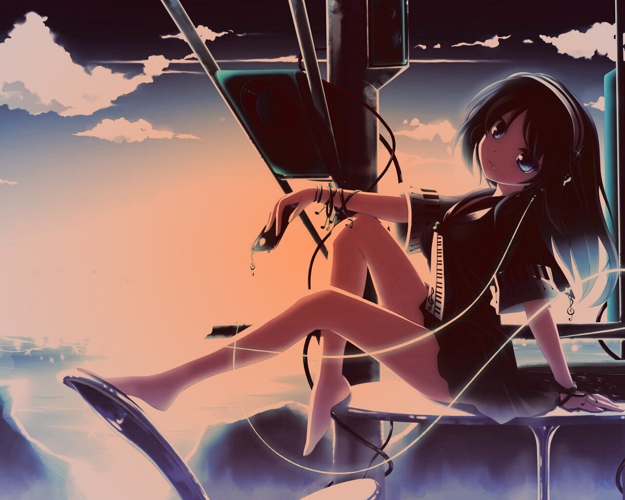 Девочка с плеером обои