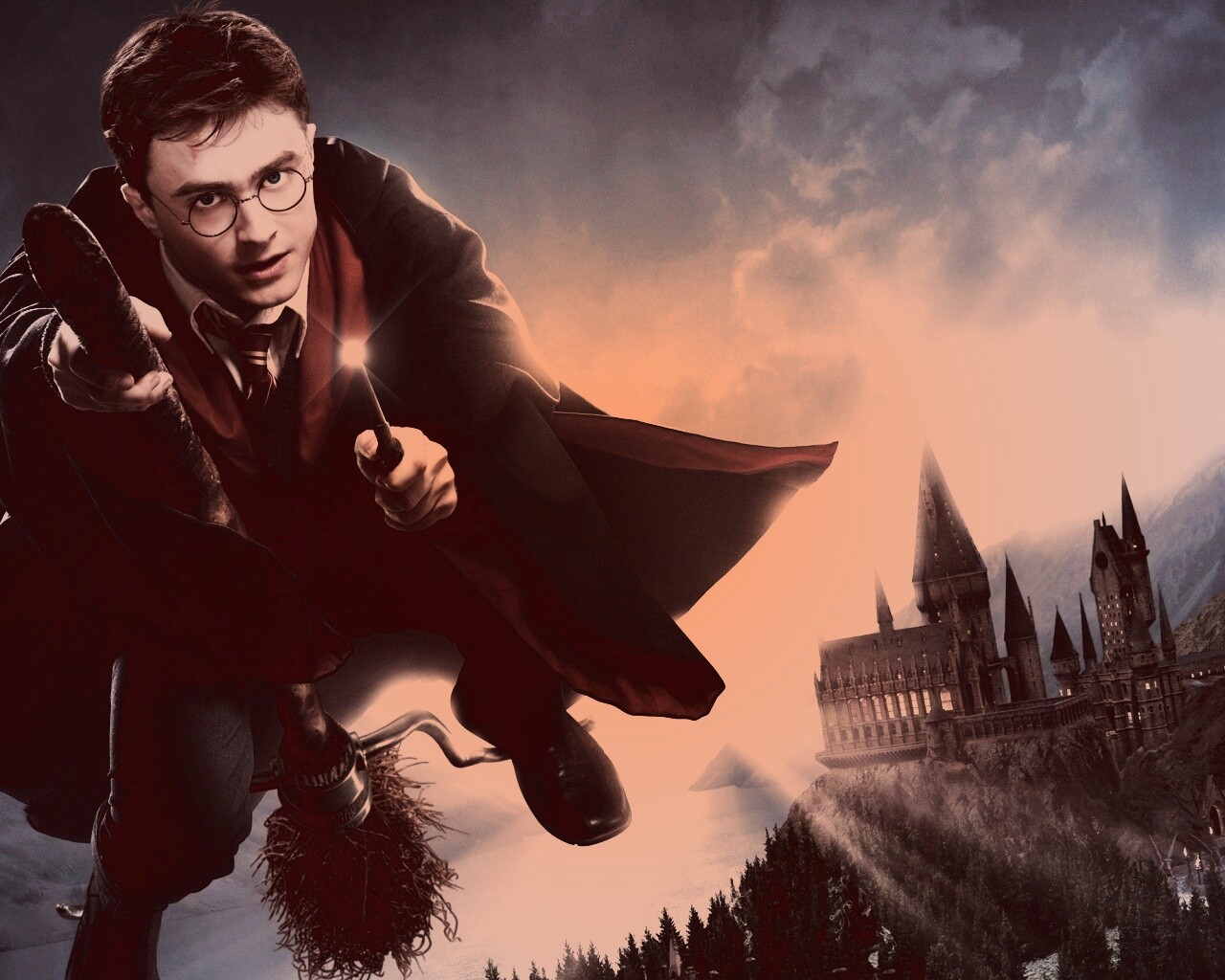 Гарри Поттер на метле обои