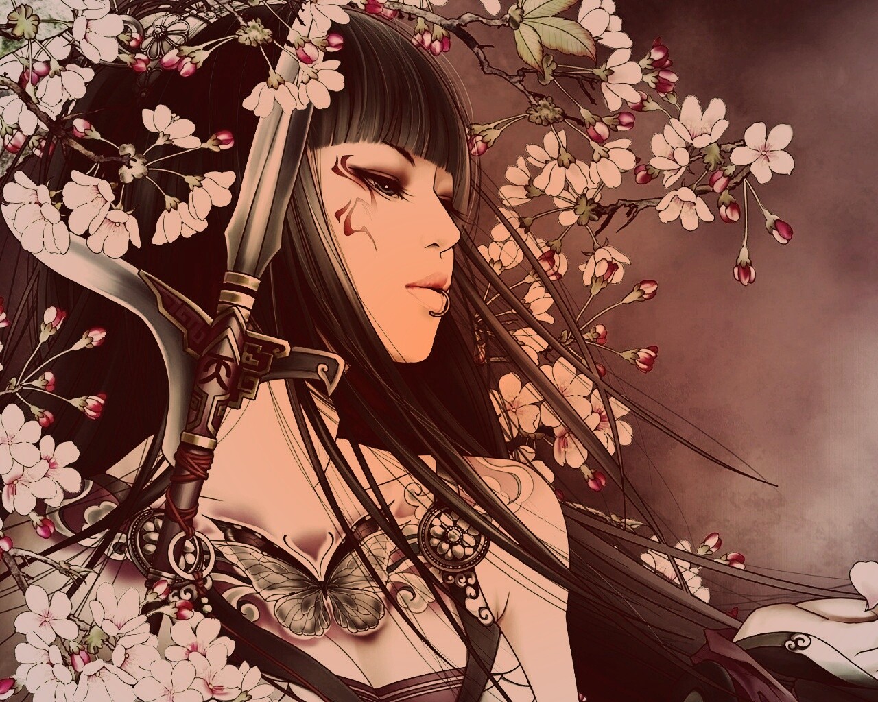 Элегантная девушка с оружием обои