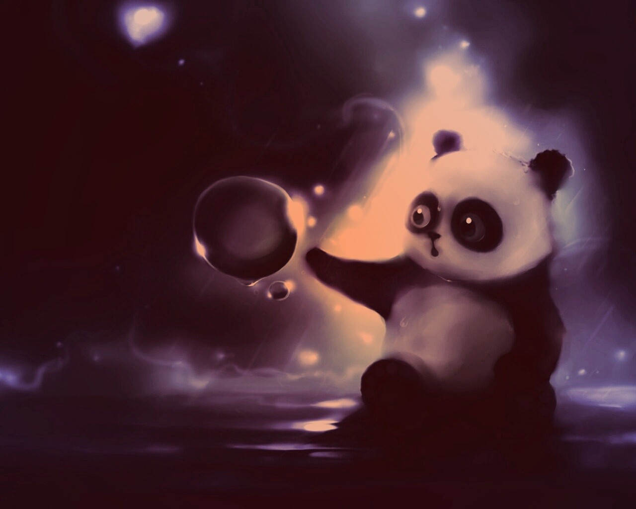 Панда и пузырек обои