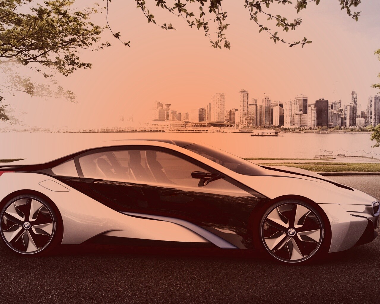 Концепт БМВ на берегу озера обои