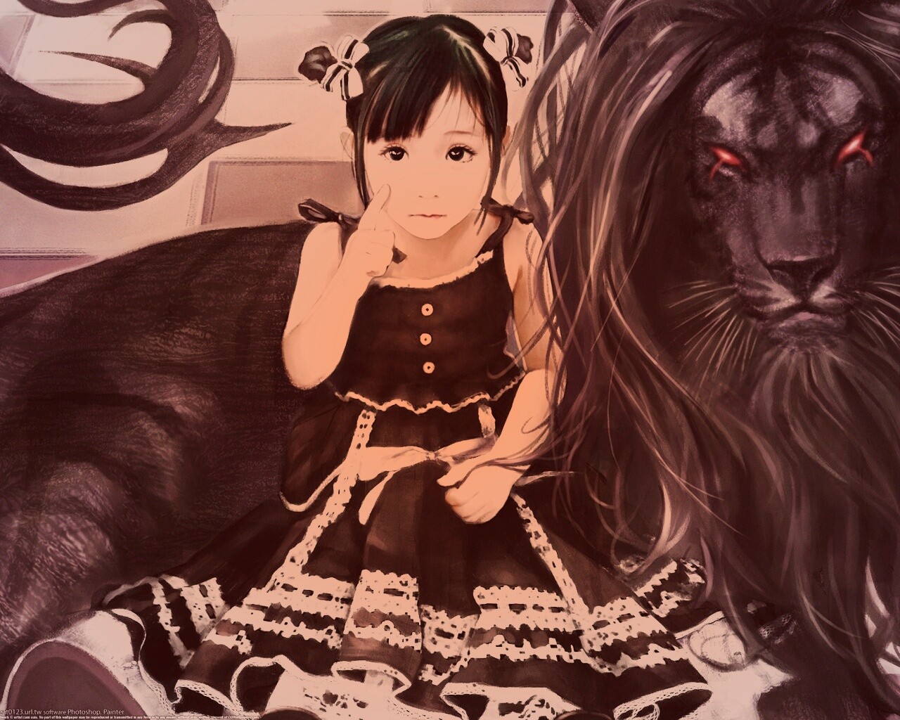 Тёмный лев обои