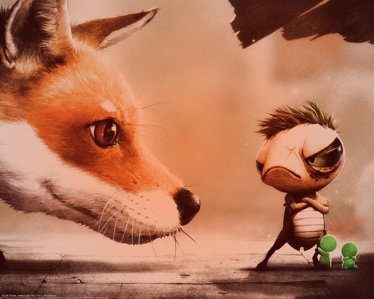 Лиса и жук обои