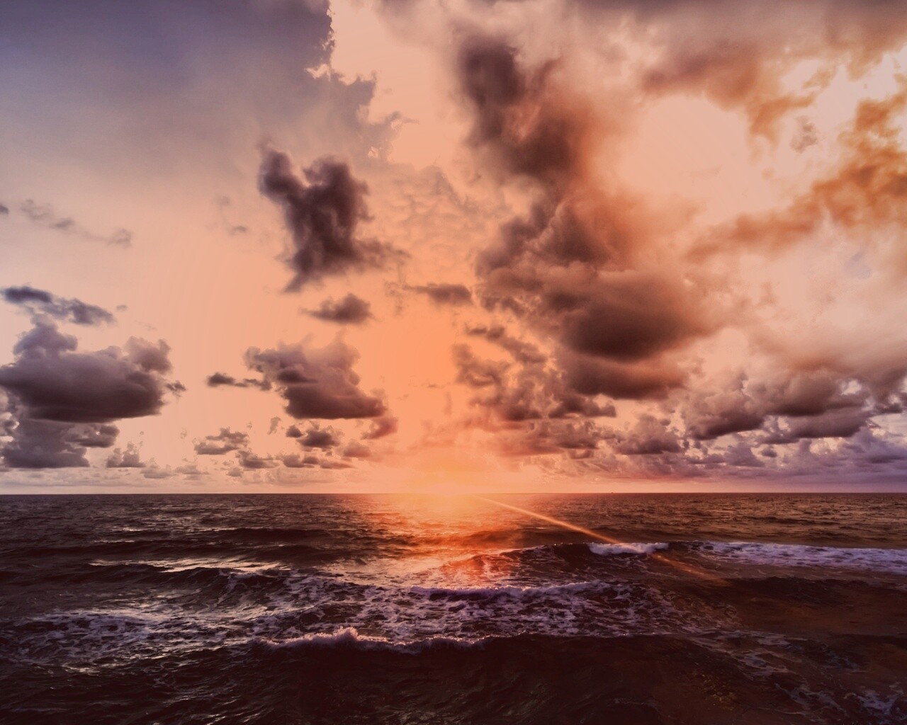 Закат на море обои