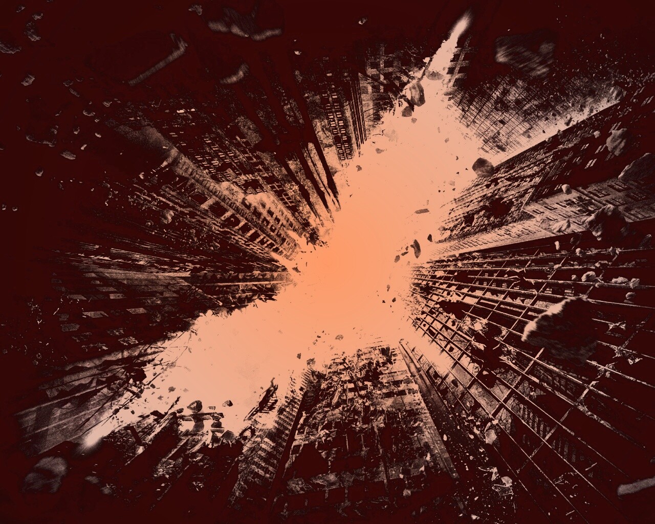 Темный рыцарь среди рушащегося мира обои