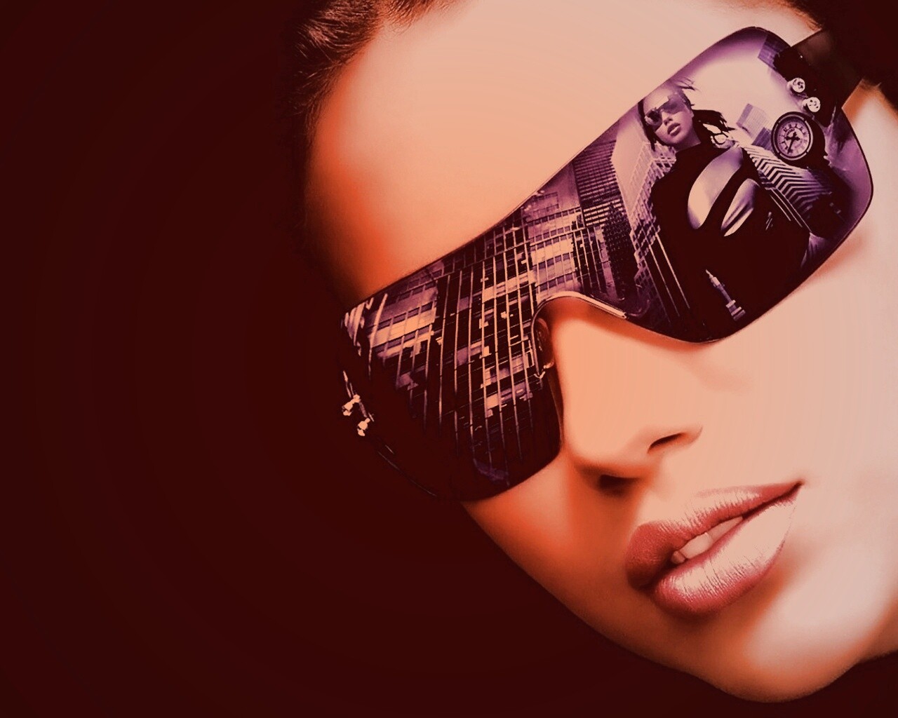 Девушка в стильных очках обои