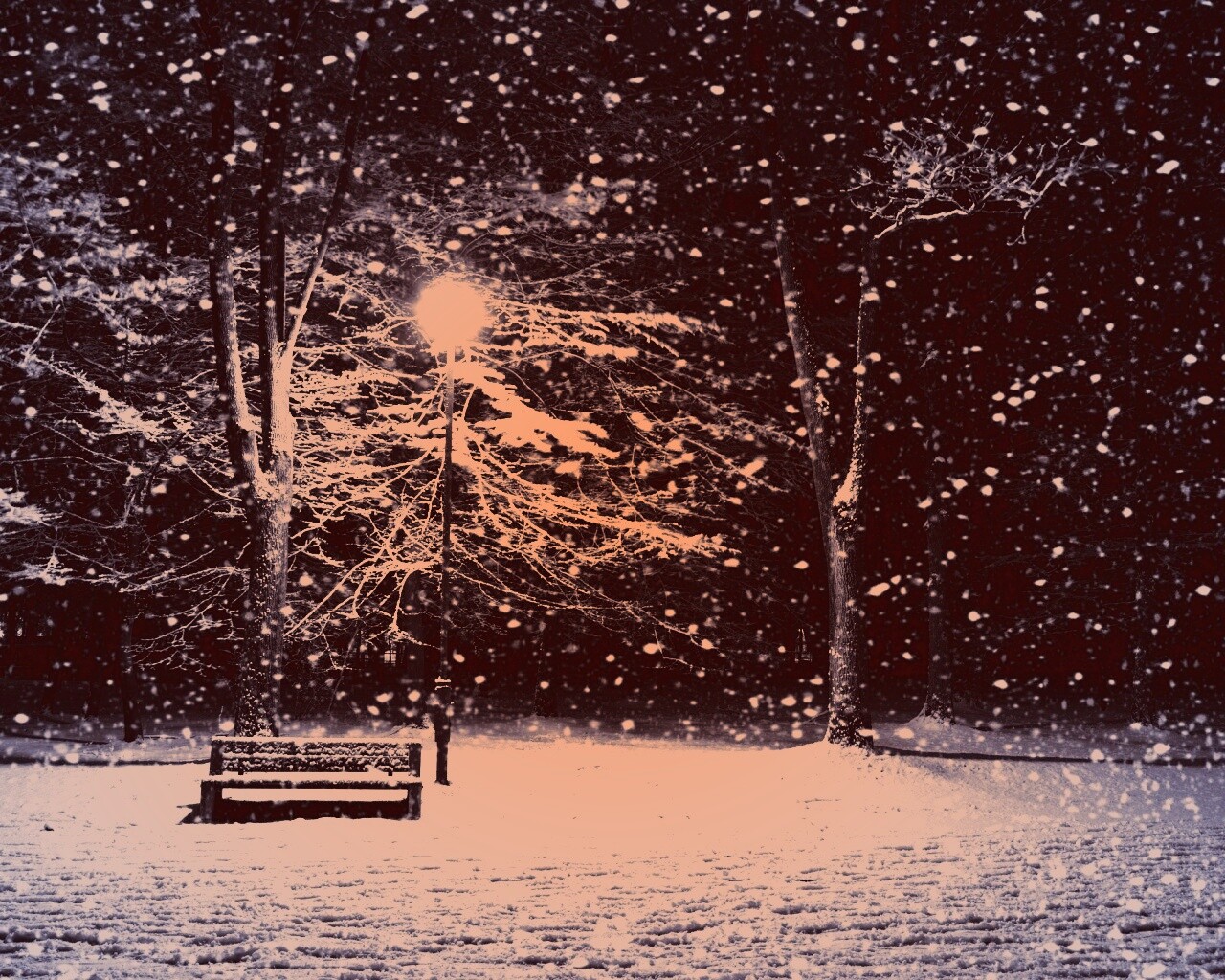 Ночь..улица..фонарь..скамейка.. обои