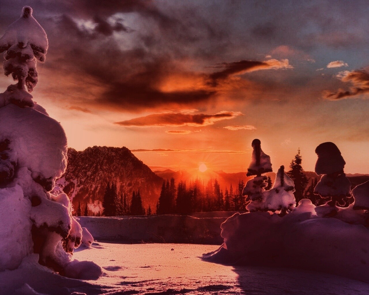 Зимнее солнце обои