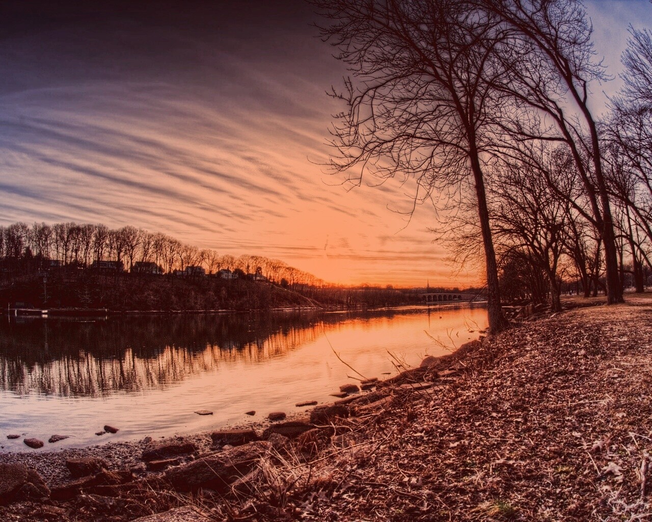 Осенний закат обои