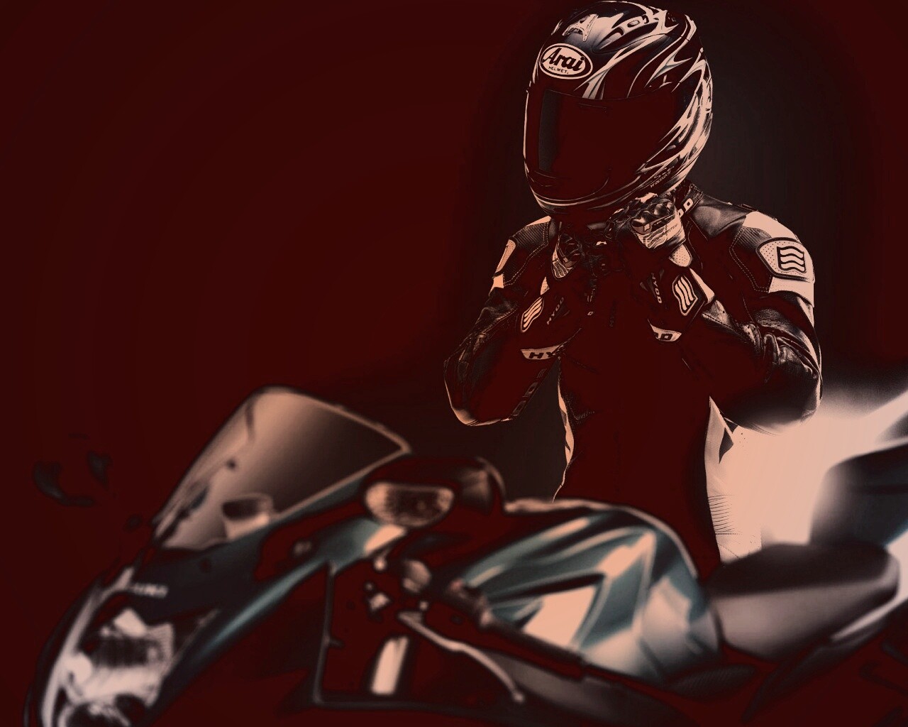 Мотоциклист в черном обои