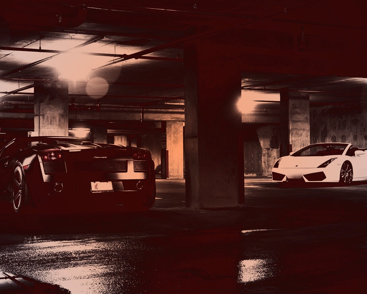 Ламборджини на подземной парковке обои