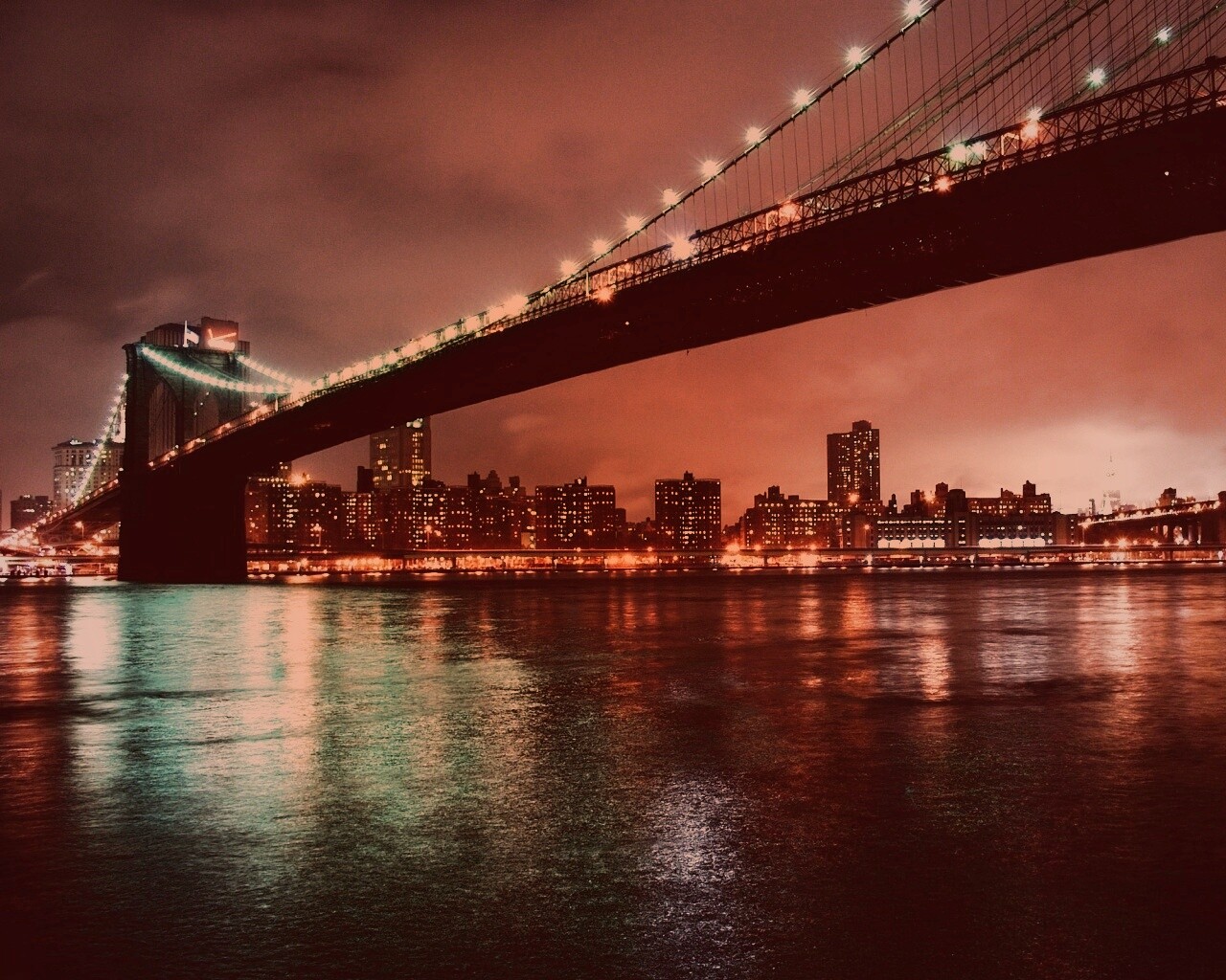 Мост в огнях обои