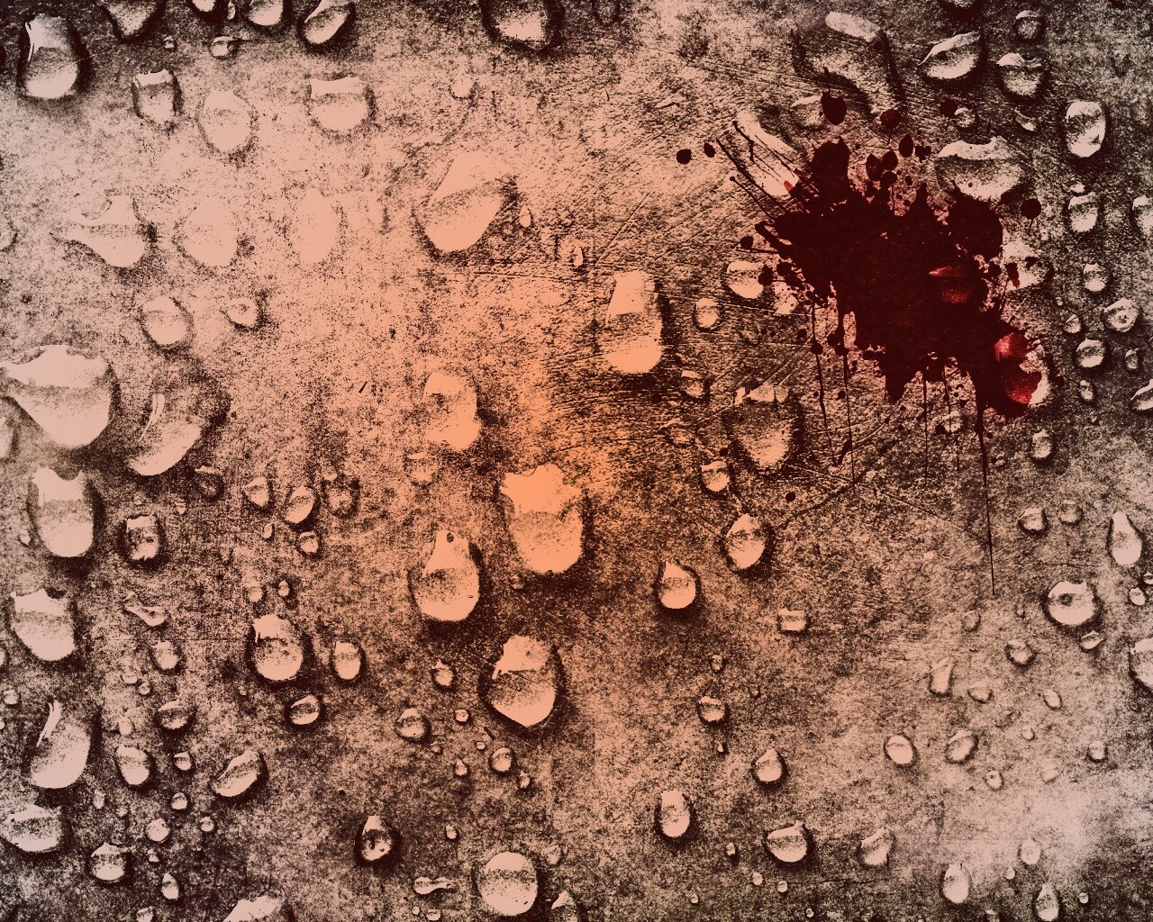 Кровавое пятно и капли воды обои