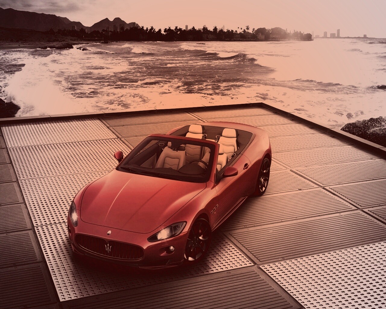 Мазерати на берегу моря обои