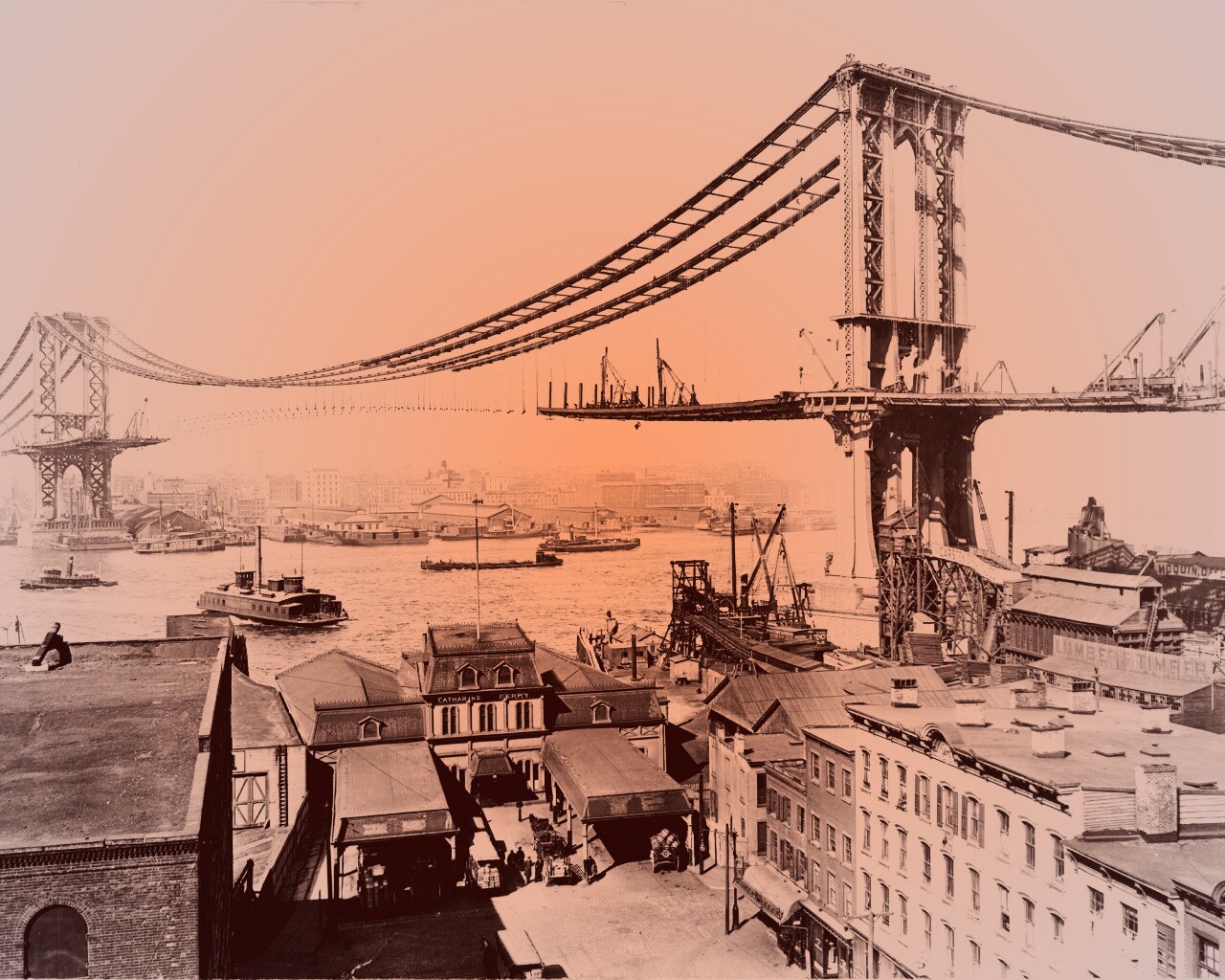 Постройка моста обои